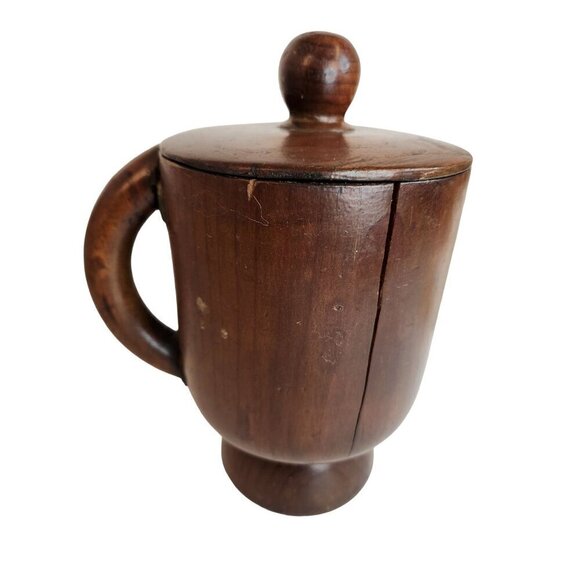 Vintage Wood Spice Container, Tea Canister With Lid & Sedatole Sharp & Dohme Ad - Picture 12 of 13